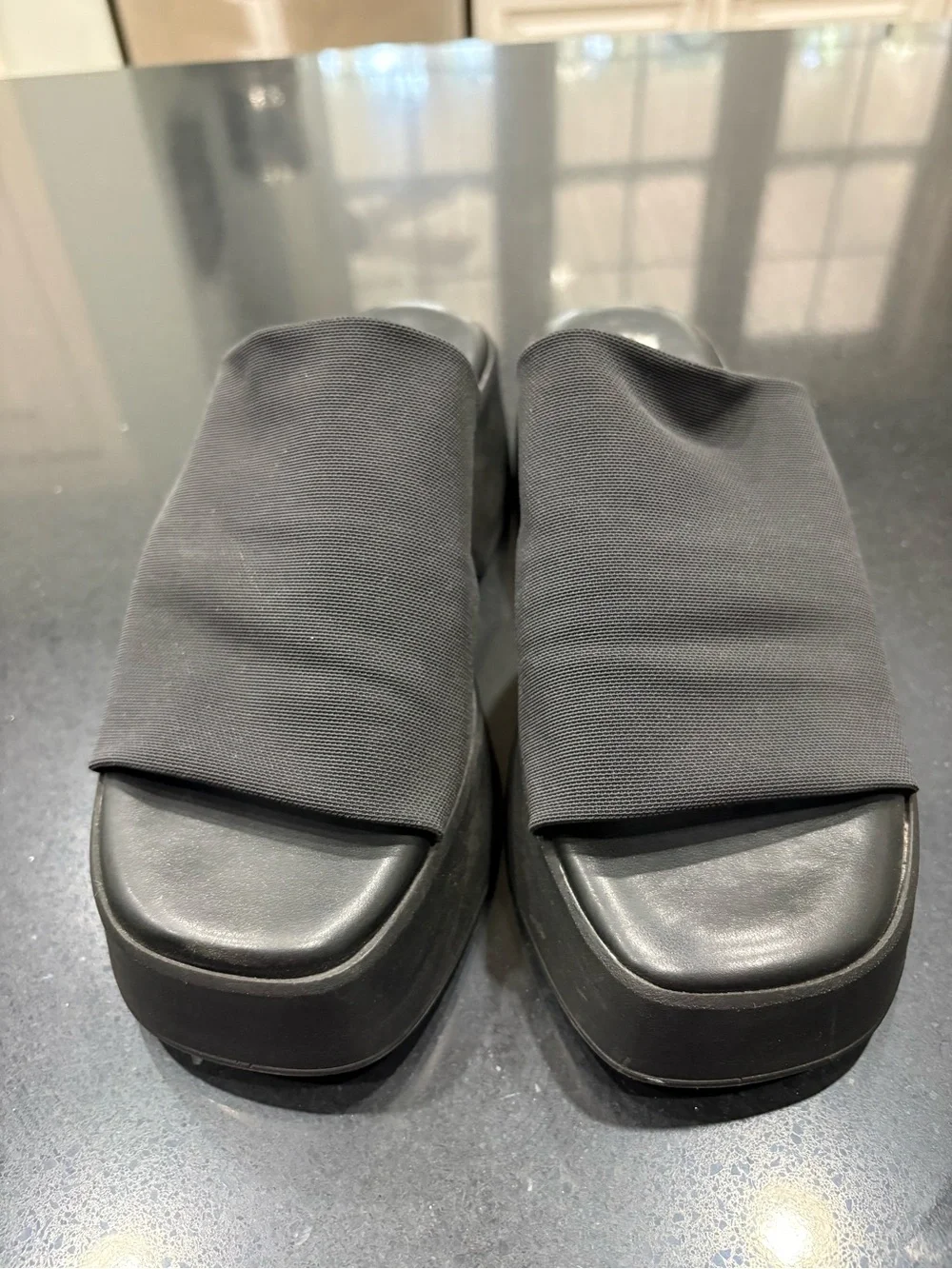 Steve Madden Black Platform Slide Sandals